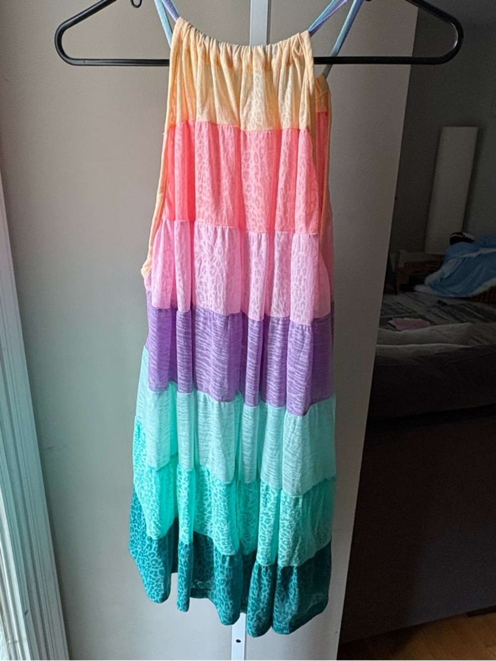 PITUSA NWT Popsicle Pastel Rainbow Lightweight Mini Halter Dress One Size - Picture 5 of 14